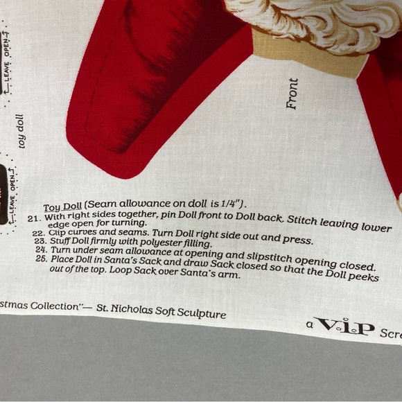 Vintage Santa Doll Cut and Sew Christmas Fabric Panel DIY Gift Sewing Craft #K12 - Picture 10 of 13